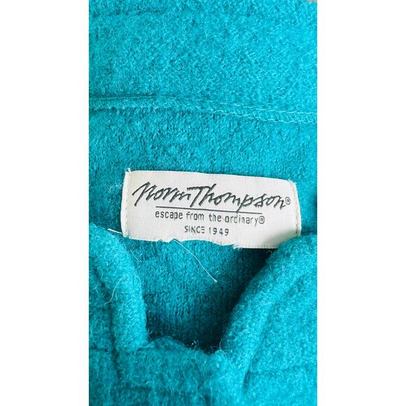 💙 Norm Thompson Turquoise Wool Coat Button Front Classic Long Jacket Size M - Picture 4 of 4